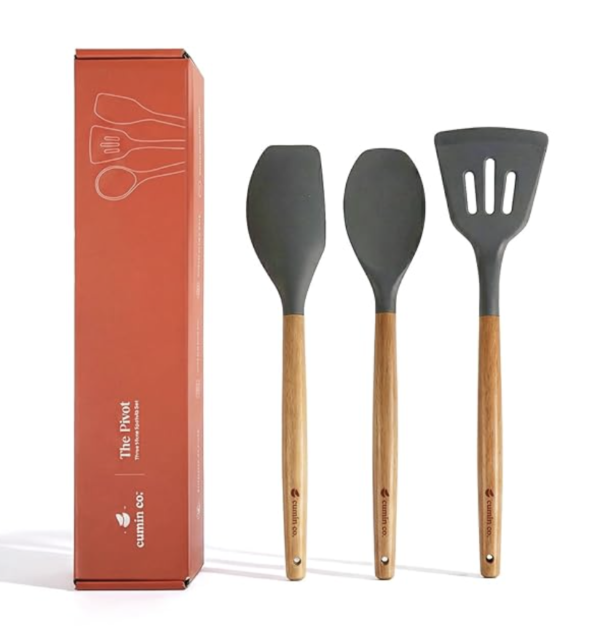 Screenshot 2026-07-04 at 1.12.46 AM Sakoraware Silicone Spatula Set with Wooden Handle Kitchen Tools Mixing | Serving Cooking Spoon | Turner | Soup Ladle | Non-Stick | BPA Free Kitchen Tools Set of 3 (Black)