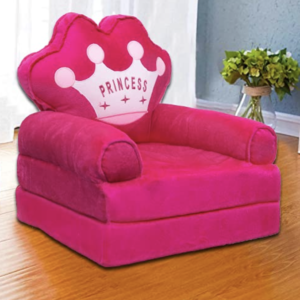 Kids Fiber Foldable Cartoon Princess Sofa Cum Bed Small Baby Sofa Chair for Room Decoration Gift Purpose (0-1.5 Years)-Pink - 1 Seater