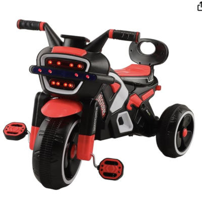 Baby Go Electric Bike for Kids | Police Bike | Music | LED Lights | Storage Box | Rechargeable 6V Battery, 60+ Minutes Playtime | Ride on Bike for Boys and Girls 1-4years | Black