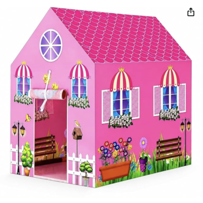 CUTE STONE 11 Rooms Huge Dollhouse with 2 Dolls and Colorful Light, 31" x 28" x 27" Dream House Doll House Dreamhouse Gift for Girls