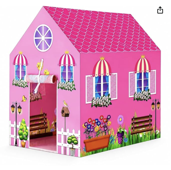 CUTE STONE 11 Rooms Huge Dollhouse with 2 Dolls and Colorful Light, 31" x 28" x 27" Dream House Doll House Dreamhouse Gift for Girls