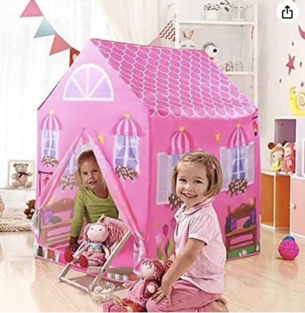 CUTE STONE 11 Rooms Huge Dollhouse with 2 Dolls and Colorful Light, 31" x 28" x 27" Dream House Doll House Dreamhouse Gift for Girls